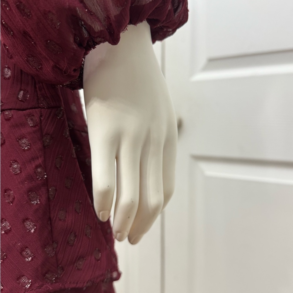 Fit & Flare Chiffon Dress Long Puff Sleeves Size 4 NWT Premier Amour - Picture 12 of 13
